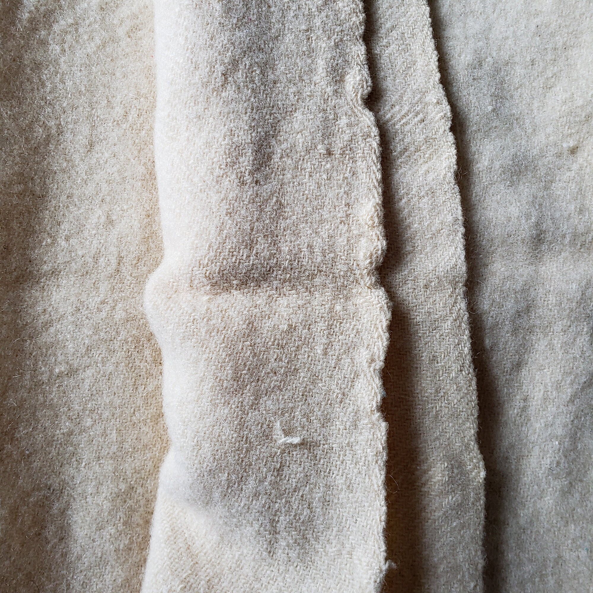 Vintage Woven Wool Blanket French Canadian Blanket Beige Etsy