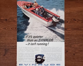 1961 EVINRUDE Advertisement Original Magazine Ad Retro Gift idea