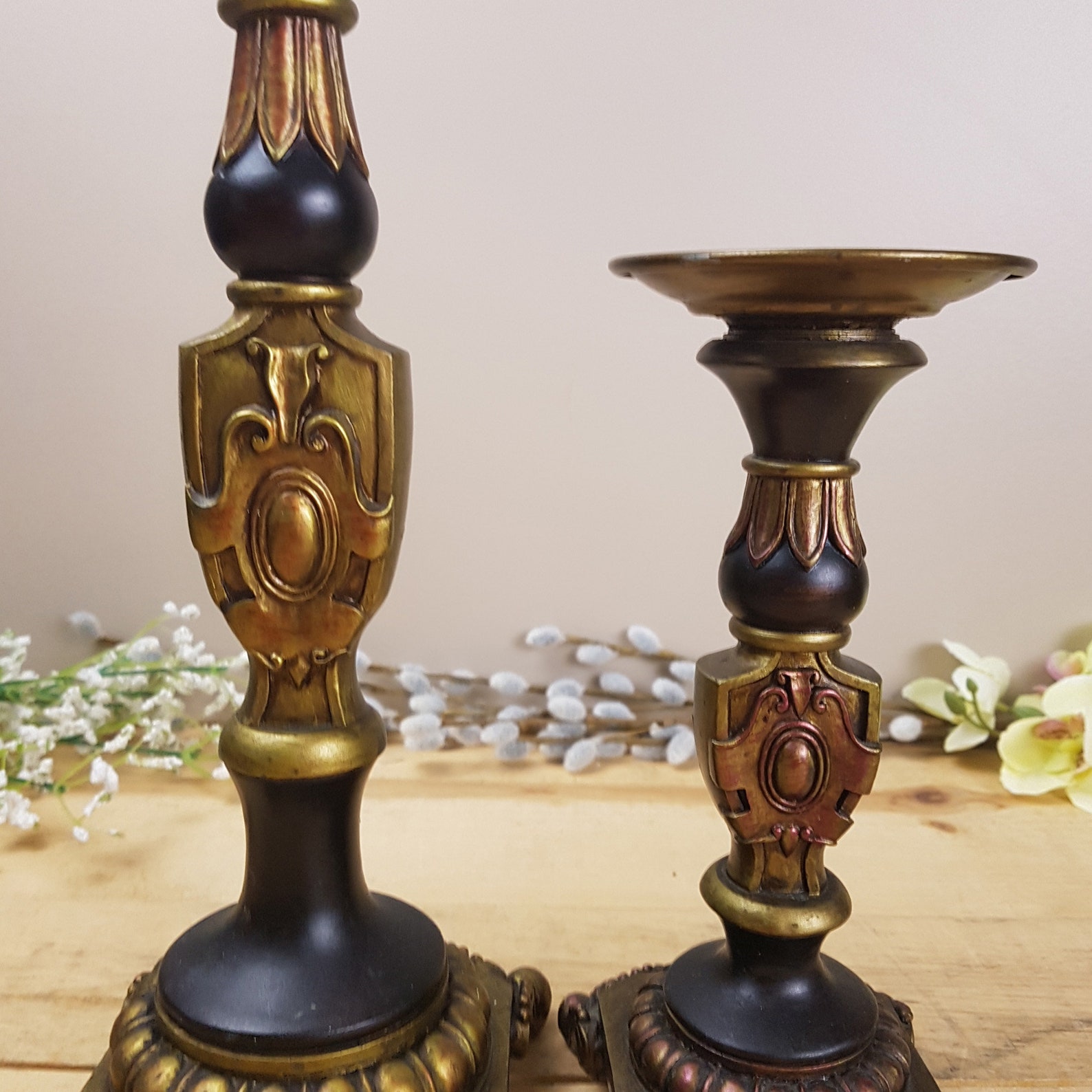 Large candlestick holders Vintage victorian candle holders Etsy