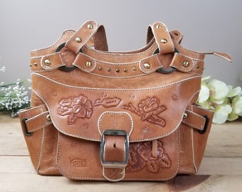 Tooled Leather Handbag Shoulder Bag Handbag