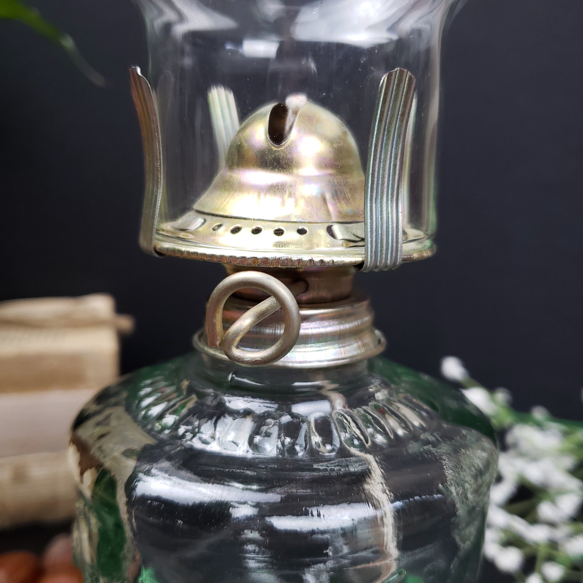An Qing China Oil Lamp Green Glass Oil Lamp Vintage Etsy Ireland