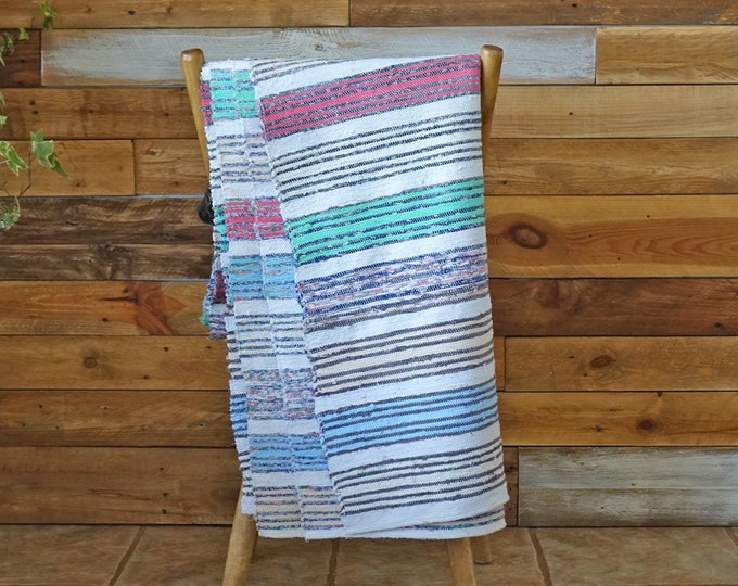 Traditional Weaving Rug Rag Rug Runner Handwoven Cotton Bright Colors
