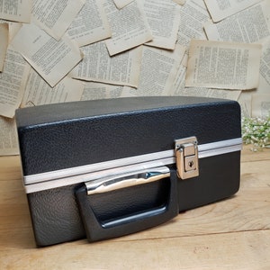 Vintage Black Briefcase Retro Hard Case with Handle Camera Case School Case Artist Case Retro