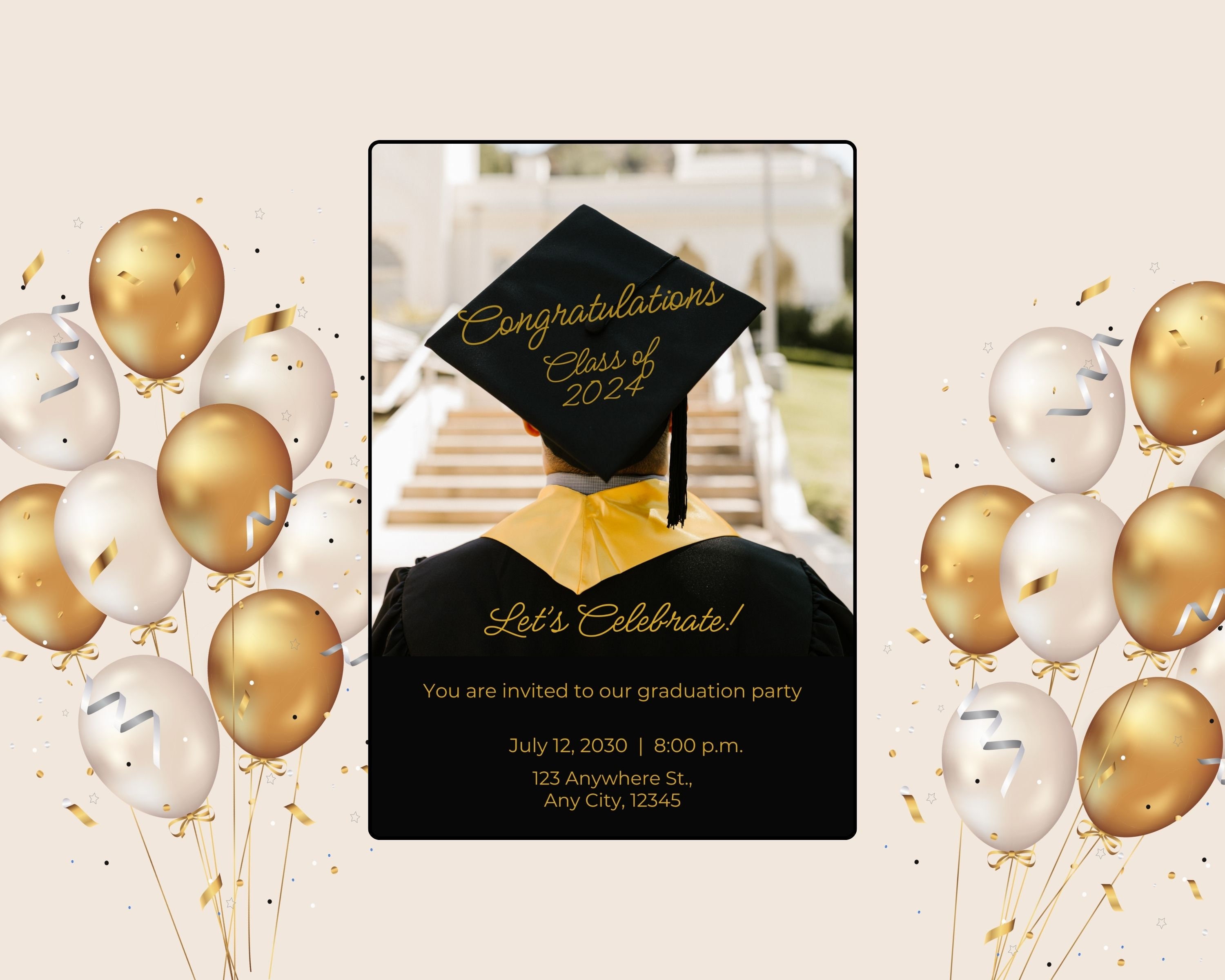 Digital Graduation Party Invitation Template, Congrats Grad Invitation ...