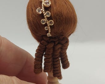 1/12 scale wig, brown, dollhouse miniatures.