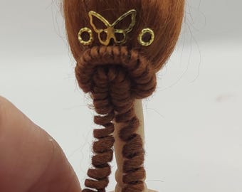 1/12 scale wig, brown color, miniature for dollhouse.