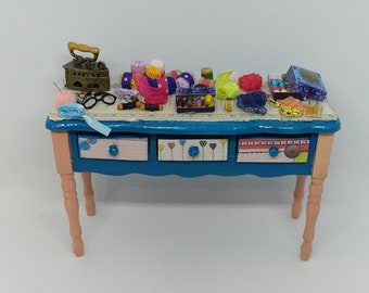 Wooden furniture for sewing room, scale 1:12.