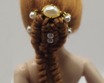 1/12 scale wig, brown, miniatures for dollhouse.