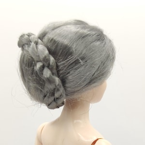 1/12 scale wig, grey, dollhouse miniatures.