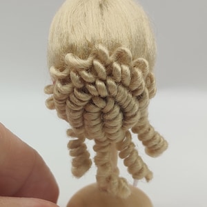 1/12 scale blonde wig for dollhouse miniatures.