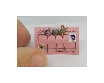 Support with pins for hat. Scale 1:12. Dollhouse miniature.