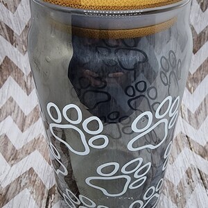 Puppy dog paws Beer Can Glass with bamboo lids and straw 16oz
