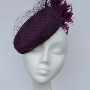 Purple wedding hat. Purple fascinator. Mother of bride or groom  hat. Cheltenham races hat. Ascot headwear.