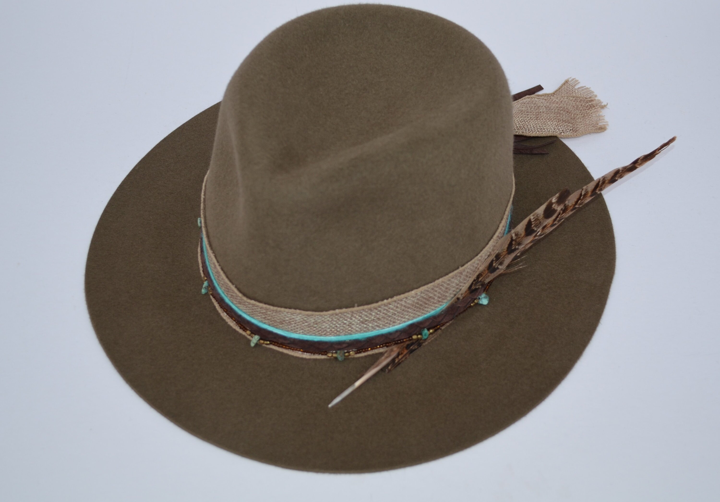 Handmade Fur Felt Fedora: Boho Western Hat With Feathers - Etsy display picture 2