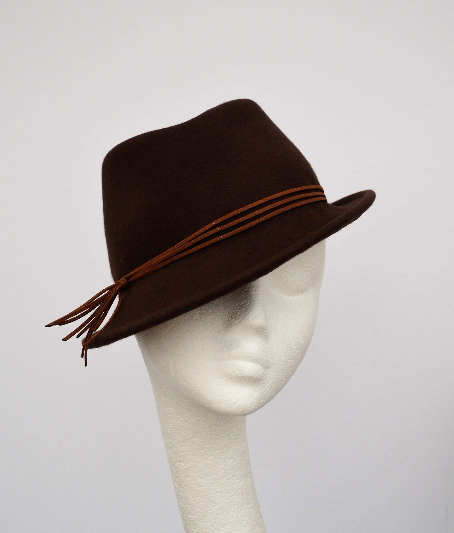 Custom Made Trilby Hat. Brown Trilby Hat. Ladies Trilby Hat. Wool Felt