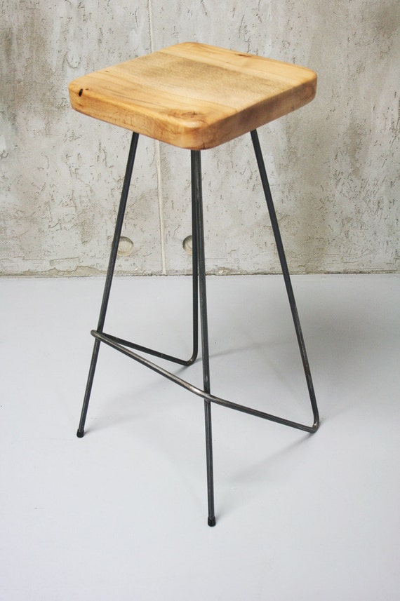 Barhocker, Arbeitshocker, Küche Stuhl, Barhocker, reine Eiche und Stahl, minimalistisches Design, Handarbeit - Notre Barhocker, Arbeitshocker, Küche Stuhl, Barhocker, reine Eiche und Stahl, minimalistisches Design, Handarbeit - Notre