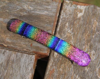 Dichroic Glass Hair Barrette - Large 3.5 display picture 1