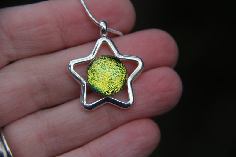 dichroic star pendant Dichroic glass pendant fused glass dichroic necklace fused glass pendant yellow gold dichroic star dichroic