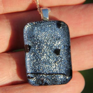 Silver Mardi Gras dichroic glass pendant, dichroic glass necklace, fused glass, fused glass pendant, dichroic necklace, silver dichroic