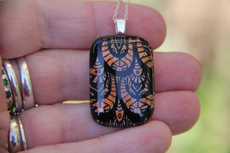 dichroic glass necklace fish scale dichroic, fused glass Orange dichroic glass pendant dichroic necklace fish fused glass pendant