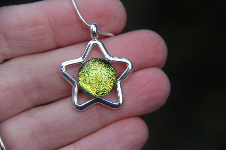 dichroic star pendant Dichroic glass pendant fused glass dichroic necklace fused glass pendant yellow gold dichroic star dichroic