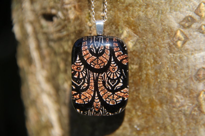 dichroic glass necklace fish scale dichroic, fused glass Orange dichroic glass pendant dichroic necklace fish fused glass pendant