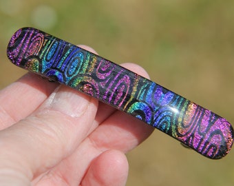 Dichroic Glass Hair Barrette - Large 3.5