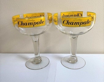 64 Ounce Champale Malt Liquor Glasses, Large Margarita Glass, Large Stemmed Glass, Vintage Stemware, Bar Décor, Retro Barware, Large Goblet