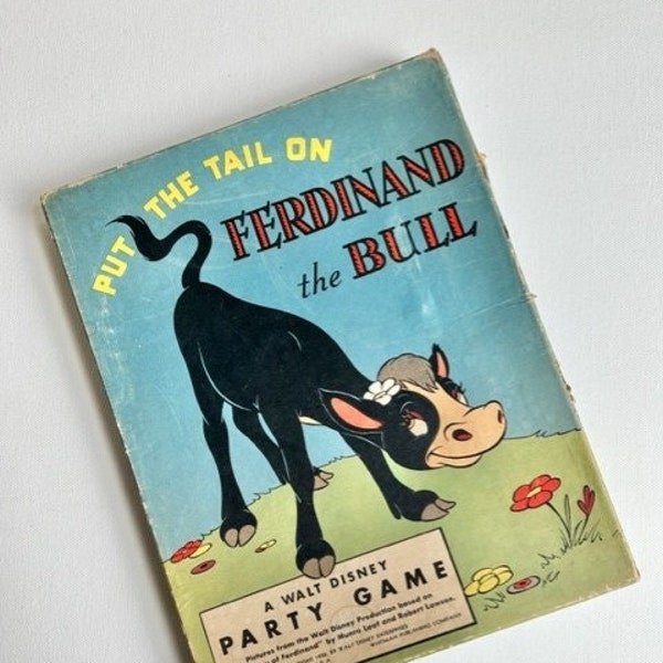 1938 Put The Tail on Ferdinand the Bull, 3906, Whitman Publishing, Walt Disney Game, Childrens Game, Kids Party Game, Vintage Game