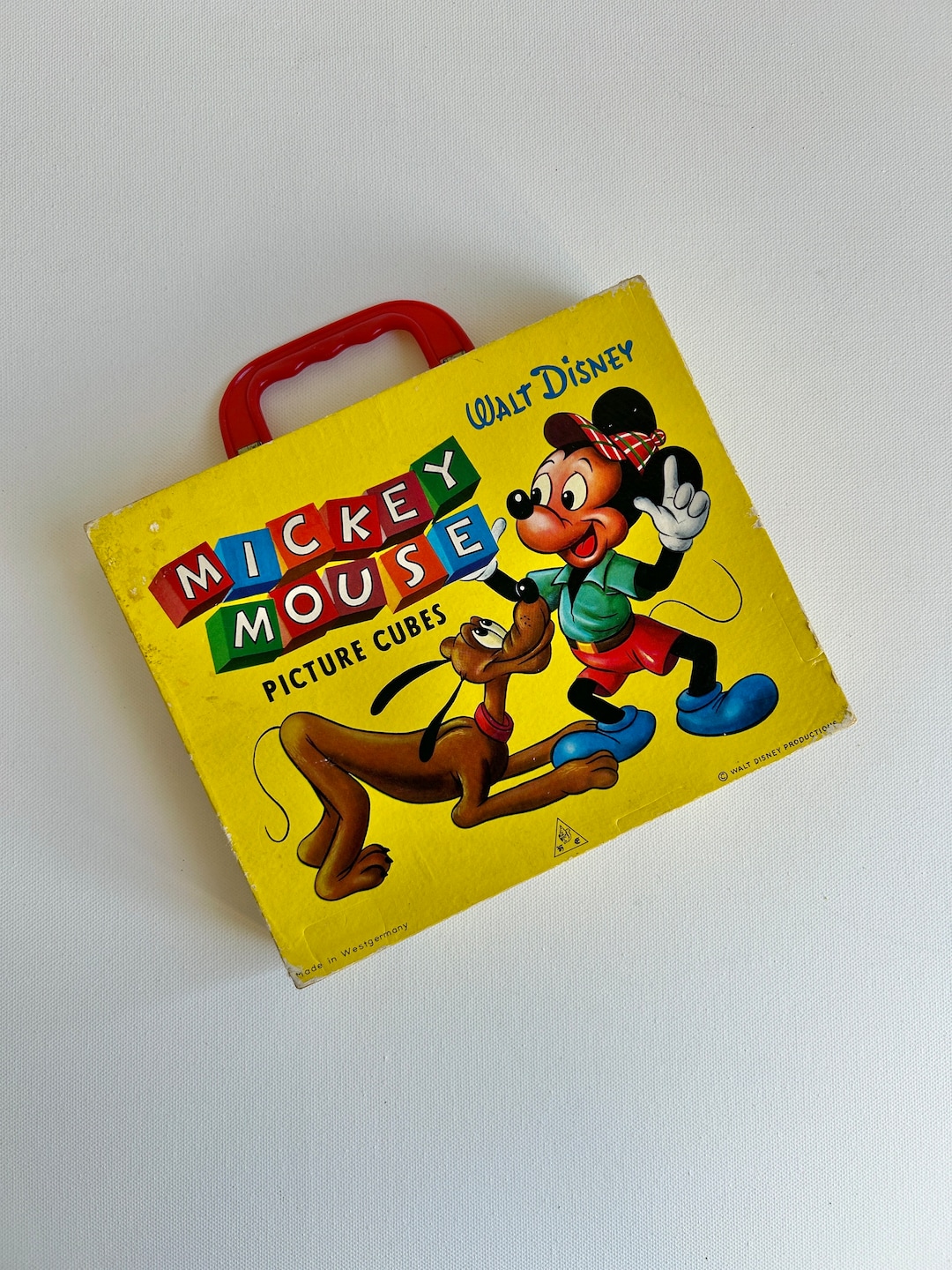 アンティーク雑貨 Walt Disney Mickey Mouse Picture Cubes Vintage Walt Disney Mickey Mouse Picture Cubes Puzzle in Case - Etsy