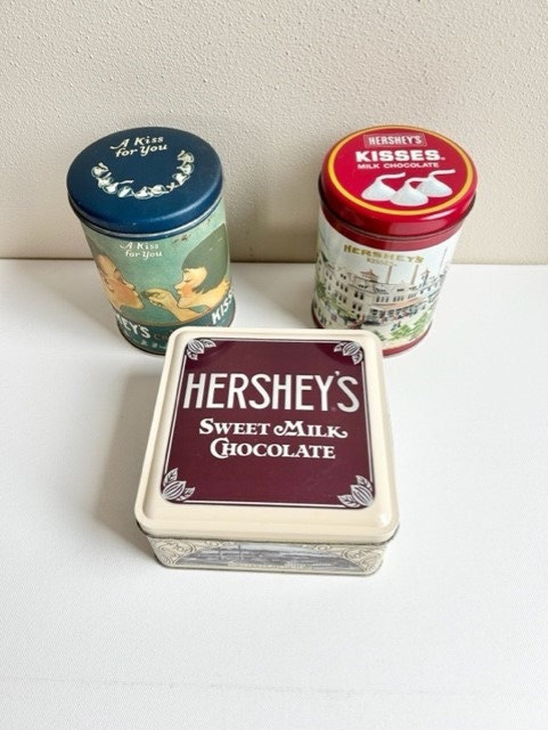 Hersheys Kisses Tins, Hersheys Tins, Set of 3, Vintage Tin, Vintage