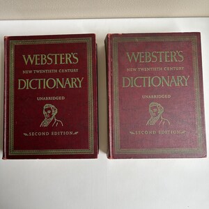 1959 Websters 20th Century Dictionary Set , 2 Volumes, Unabridged, Illustrated, Vintage Dictionary, Websters Dictionary, English Language