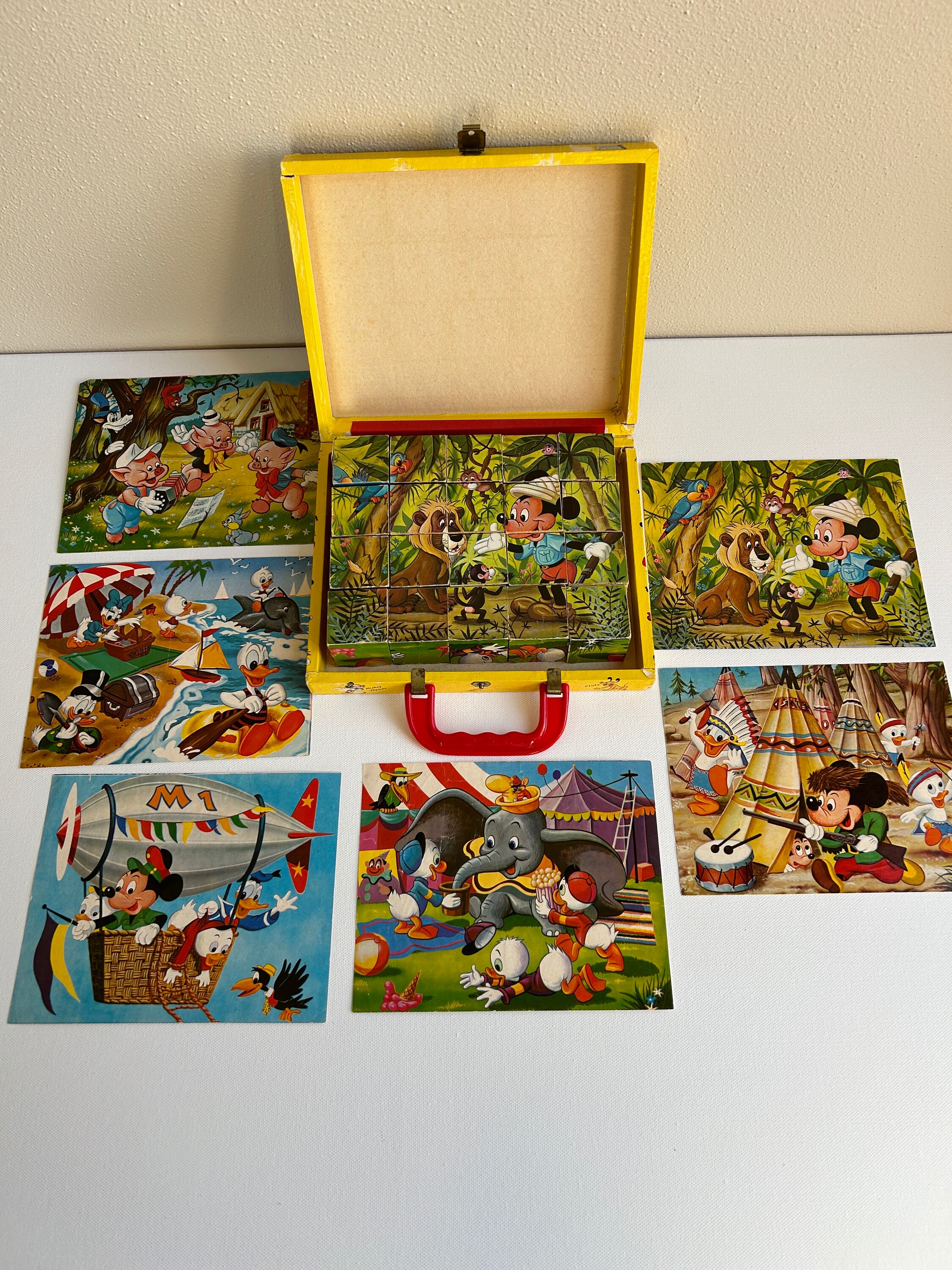 Vintage Walt Disney Mickey Mouse Picture Cubes Puzzle in Case - Etsy