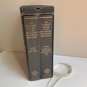 1975 Compact Edition of the Dictionary of National Biography With Magnifier, Volumes I and II, Vintage Dictionary, British Biography