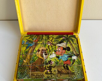 Vintage Walt Disney Mickey Mouse Picture Cubes Puzzle in Case - Etsy
