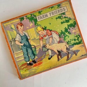 Milton Bradley Farm Friends Puzzle, COMPLETE, Set of 6, 4032, Vintage Jigsaw Puzzle, Children’s Puzzle, Farm Animals, Picture Puzzle