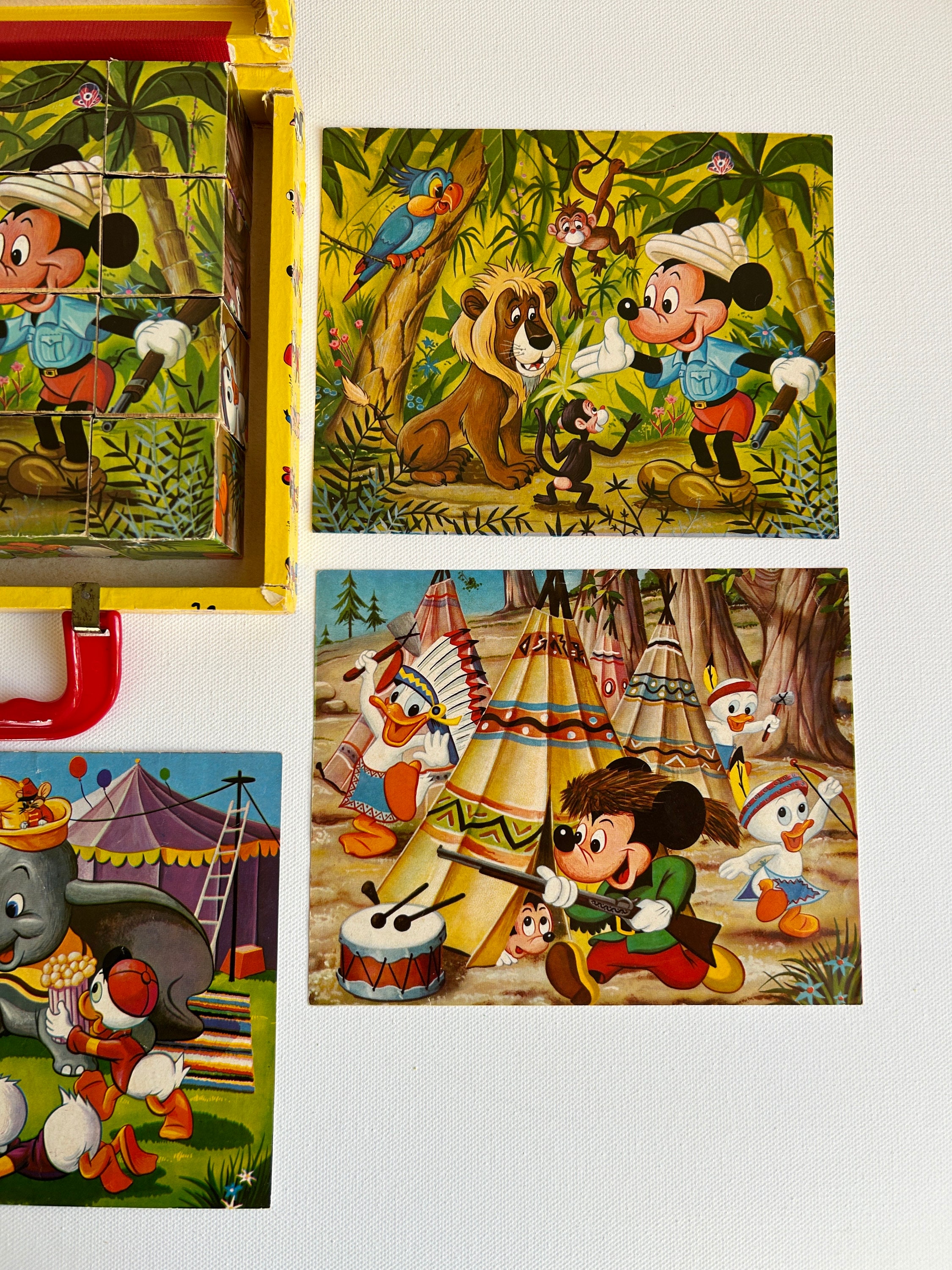 Vintage Walt Disney Mickey Mouse Picture Cubes Puzzle in Case - Etsy