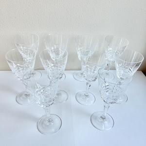 Crystal Goblets, Set of 10, Water Goblets, Wine Glasses, Clear Glass Goblets, Crystal Drinkware, Crystal Stemware, Crystal Glassware