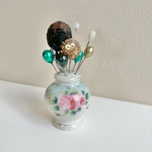 Floral Hat Pin Holder, Vintage Hat Pins, Sequin Hat Pin, Beaded Hat Pin, Stick Pin, Vintage Accessory, Hat Accessory, Vintage Vanity Décor