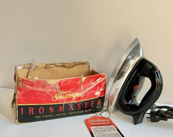 Vintage Sunbeam Ironmaster Iron, Model A-9, Heat Tested, Sunbeam Iron, Vintage Iron, Electric Iron, Damaged Box, Sewing Room Decor