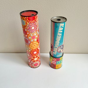 1960s Cardboard Tube Kaleidoscopes, Set of TWO, Domed Glass Viewer, Vintage Kaleidoscope, Retro Kaleidoscope, Neon Kaleidoscope