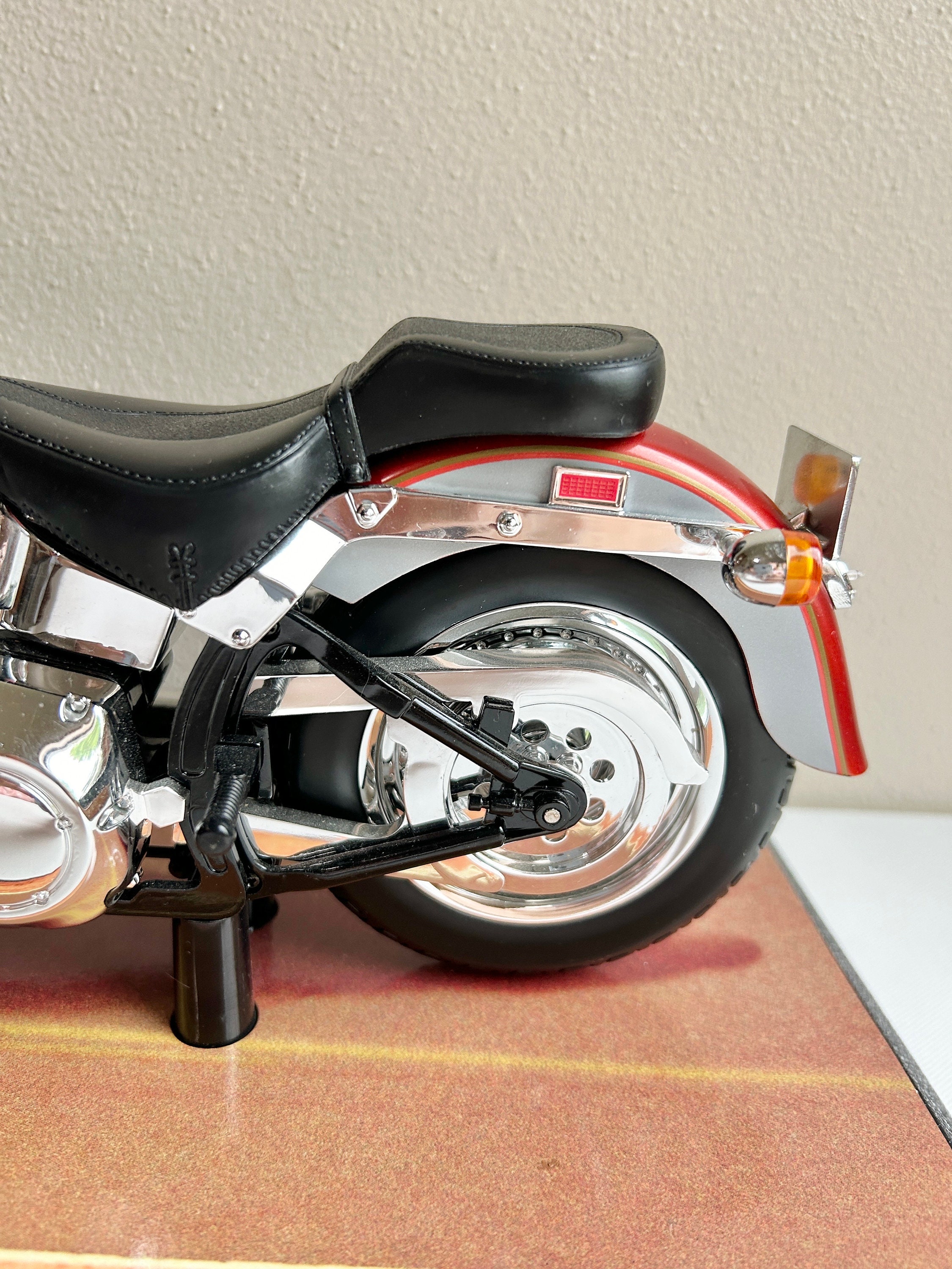1999 Barbie Harley Davidson Fat Boy Motorcycle on Stand