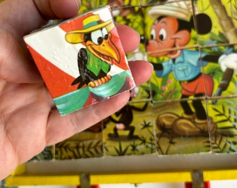 Vintage Walt Disney Mickey Mouse Picture Cubes Puzzle in Case - Etsy