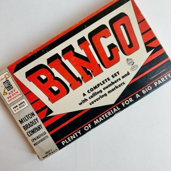 1939 Bingo Game, COMPLETE, Milton Bradley, 4002-E, Vintage Game, 1930s Game, Collectible Game, Family Game Night, Wood Tokens, Party Game
