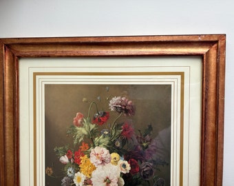 【値下げ】PAINTING GILDED FLORALS AND FRUITS Oil Painting Beautiful Floral Signed F. Washburn 1936