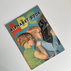ABC Alphabet Book, Linen Finish, Vintage Alphabet Book, Children’s Book, Learning Alphabet Book, Childrens Bedroom Décor, Teacher Gift