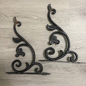 Iron Shelf Brackets Pair, Decorative Shelf Bracket, Vintage Shelf Braces, Ornate Bracket, Scroll Bracket, Wall Shelf Bracket, Corbel Bracket