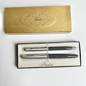 1960s Parker 21 Super Fountain Pen & Pencil Set, Original Retail Box, Made in USA, Parker Pen Collectible, Pen Lover Gift, Pen Collectible