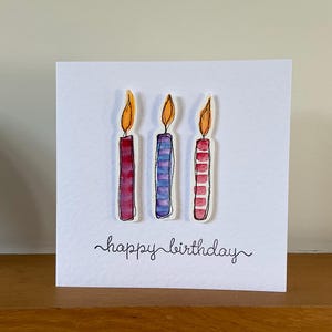Echte Aquarell Geburtstagskerzen Karte - 3D