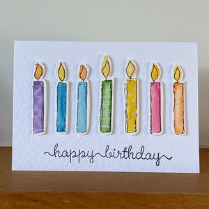 Echte aquarel verjaardagskaarsenkaart - 3D